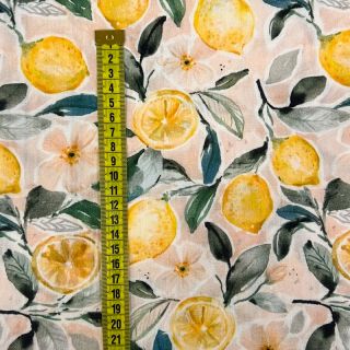 Double gauze/muslin Fresh lemons digital print