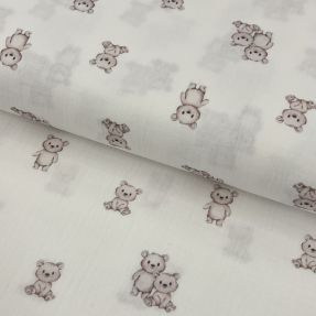 Double gauze/muslin Teddy white digital print ORGANIC