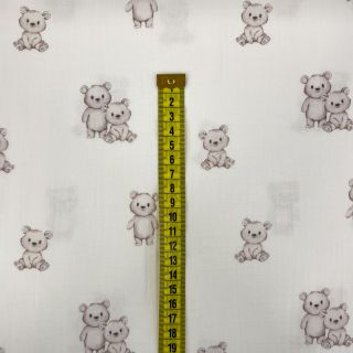 Double gauze/muslin Teddy white digital print ORGANIC