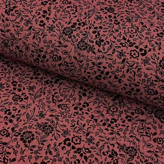 Double gauze/muslin Paisley flowers bordeaux