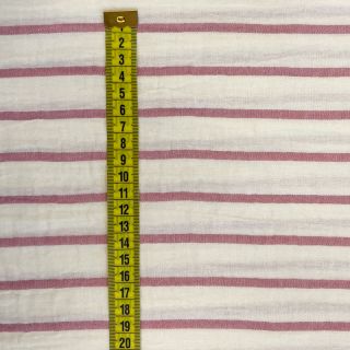 Double gauze/muslin YARN DYED Thin strip mauve