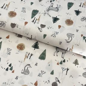 Cotton fabric Forest off white digital print