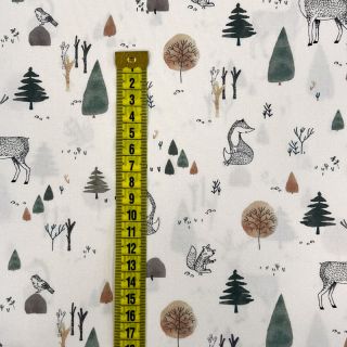 Cotton fabric Forest off white digital print