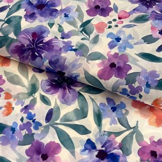 Cotton fabric VOILE Passion purple digital print