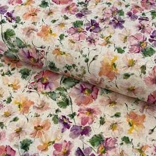 Linen viscose CREPE Flowers digital print