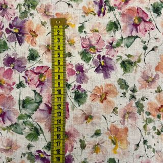 Linen viscose CREPE Flowers digital print