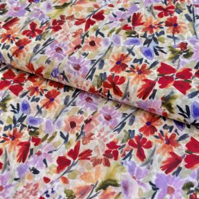 Cotton fabric VOILE Purple meadow digital print