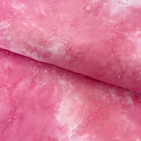 Cotton fabric EMBROIDERY Tie-Dye pink