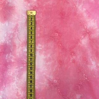 Cotton fabric EMBROIDERY Tie-Dye pink