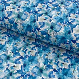 Cotton fabric EMBROIDERY Viola blue digital print