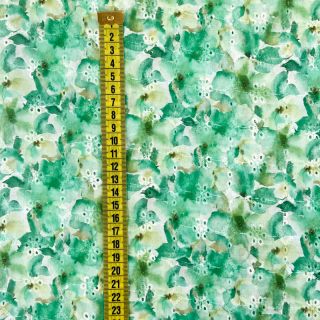 Cotton fabric EMBROIDERY Viola green digital print