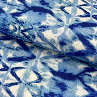 Linen viscose Shibori TIE DYE blue digital print