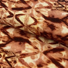 Linen viscose Shibori TIE DYE brown digital print