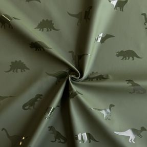 Raincoat fabric Dinosaurs dark green