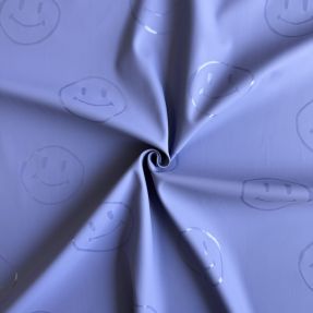 Raincoat fabric Happy faces purple