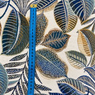 Decoration fabric jacquard Cacao allover bleu