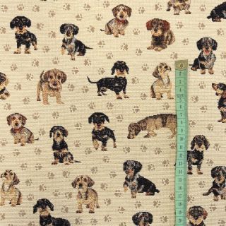 Decoration fabric GOBELIN PREMIUM Little dachshund play